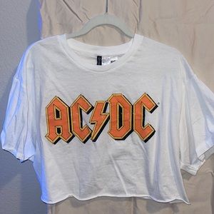 White H&M AC/DC Cropped Top